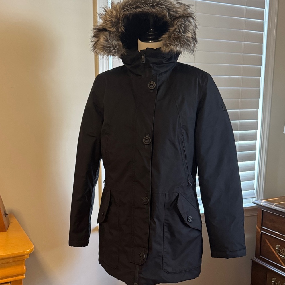 Women's Black Fur-Trimmed Parka